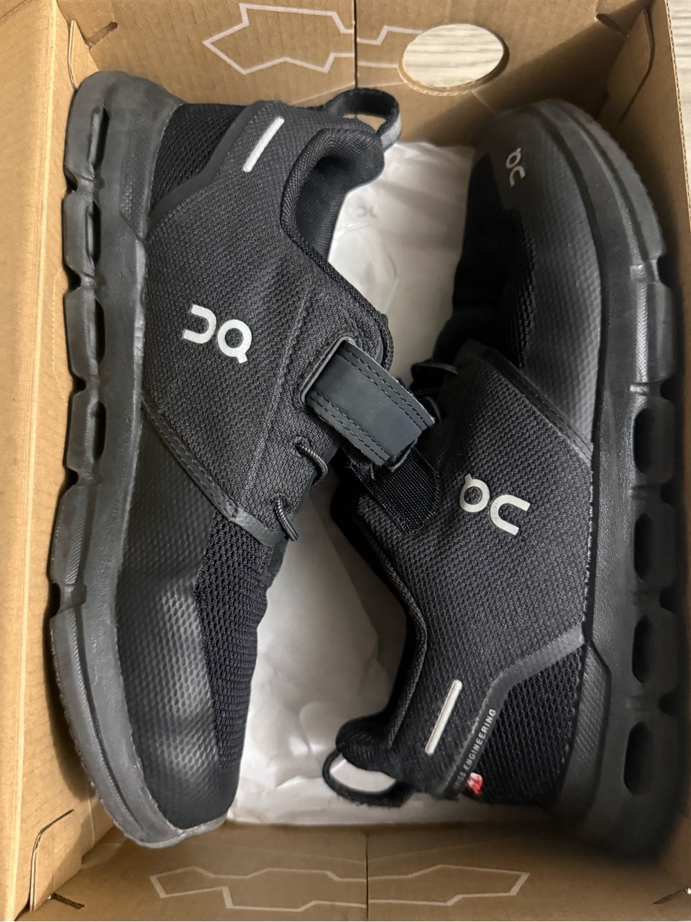 On Running Kids Black Cloud Sneaker with Hook-and-Loop Strap